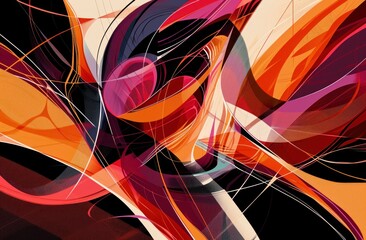 a colorful art piece with lines and curves