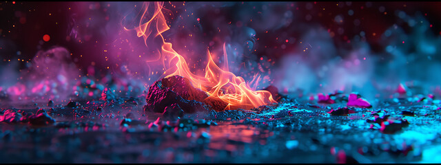 an image of a colorful fire pit on the ground in the  - obrazy, fototapety, plakaty