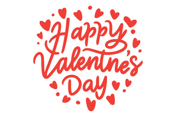 Happy Valentines Day text card on a white background