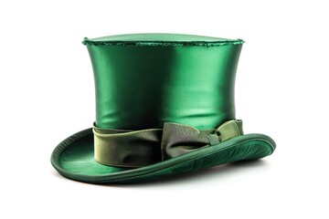 a green top hat with a bow