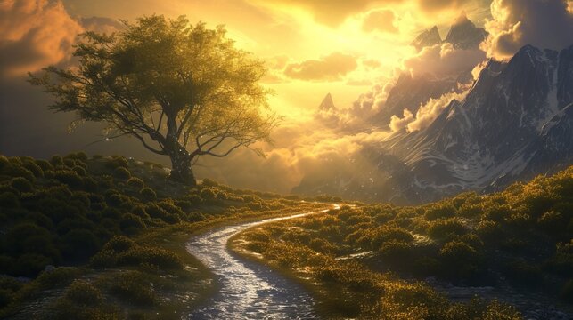 background image representing the path to success in a nature scene