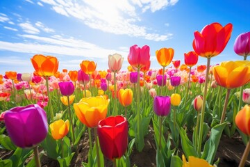 a field of colorful tulips