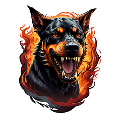 Angry, evil hellhound doberman, Generative AI