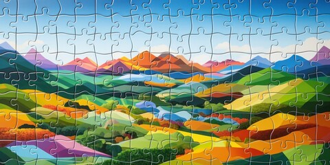 Obraz premium a puzzle of a landscape