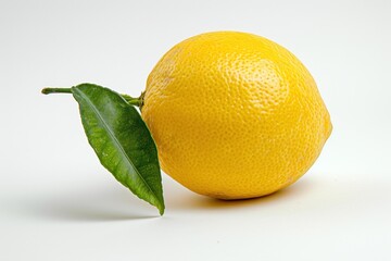 a lemon with a leaf on it
