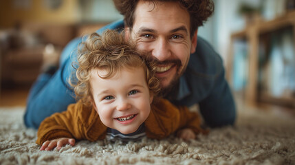 Man and Child Laying on the Floor