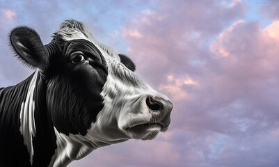 Fototapeta premium Close up portrait of the head of a Friesian Cow