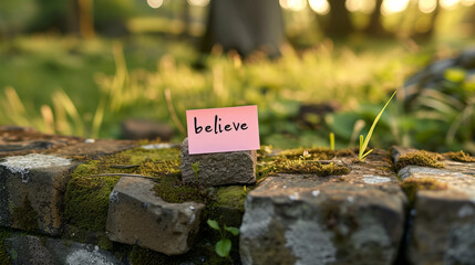 Believe - Motivational message on a post-it note Gen AI