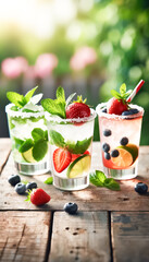 Summer Refreshment: Trio of Fruit Mojitos in Natural Light
