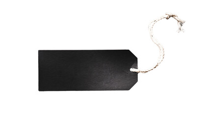 Blank black price tag isolated on white background with clipping path.