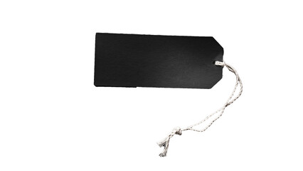 Blank black price tag isolated on white background with clipping path.