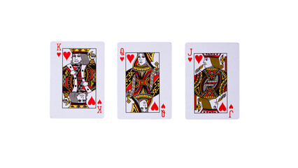 Playing cards isolated on white background. One of a kind.