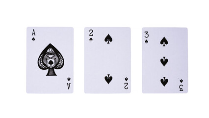 Playing cards isolated on white background. One of a kind.