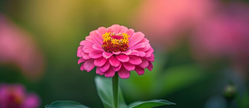 Gorgeous zinnia blossomed in garden during summer, with a gentle blur.