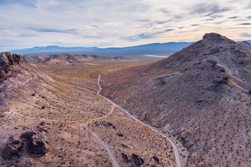 Aerial view of Nevada Desert in Central Nevada between Reno and Las Vegas near Tonopah.