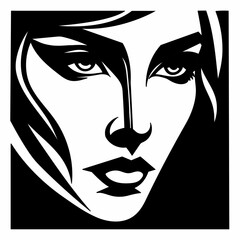 Vector illustration of woman's face stylized on separate background