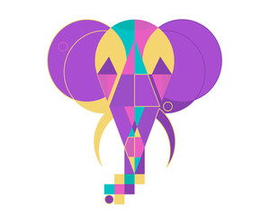 Elephant in geometrical colorful shapes, vector illustration