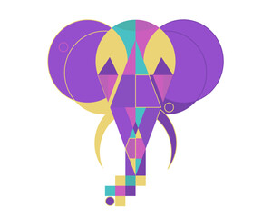Elephant in geometrical colorful shapes, vector illustration - 725101543
