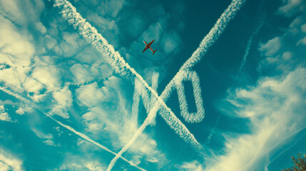 Minimalist Blue Sky with 'No' Skywriting Gen AI