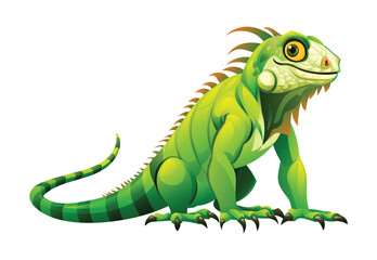 Cartoon iguana illustration. Vector lizard reptile isolated on white background
