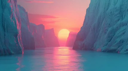 Foto op Plexiglas A serene sunrise illuminates a mystical © Tharshan