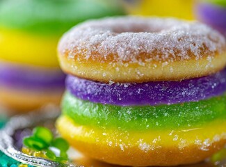 Mardi Gras donuts pastry