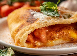 Foto op Canvas Calzone, Italian traditional dish from Naple © D'Arcangelo Stock