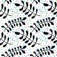 Abstract floral seamless branches and leaves pattern for wrapping paper and fabric and party accessories and kids print