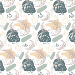 Bohemian Abstract organic for wallpaper design. Vintage watercolor seamless pattern. Decorative vector retro texture.