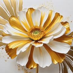 Marigold flower in gold and yellow on a white backdrop.