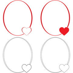 A set of round frames with a heart