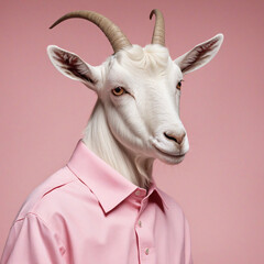 Summer Goat in Pink Monochrome Shirt