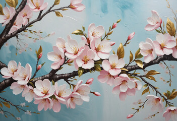 Vibrant cherry blossom and golden blossoms for spring.