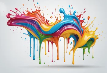 Foto op Aluminium Colorful liquid rainbow paint splash on white background. AI © SR07XC3