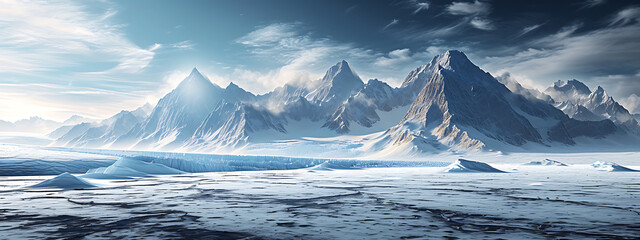 ice field with the desert at the background photo in 