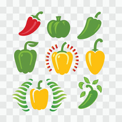 a set of ripe capsicums vector, peppers icon illustration 