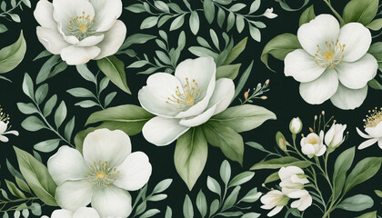 Obraz premium Floral watercolor set on dark background