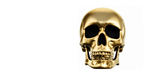 Gold Skull Isolated on White Background