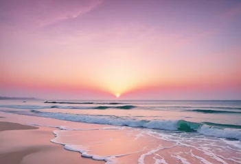 Kissenbezug Ocean sunset background in pastel pink gradient colors. . Generative AI © SR07XC3