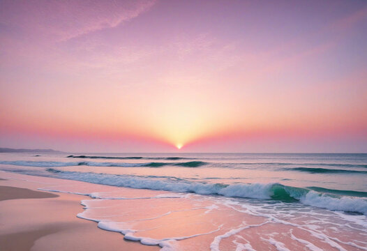 Pastel Pink Gradient Ocean Sunset Background