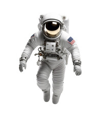 astronaut suspended on a white background.