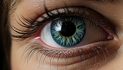 Naklejka premium A beautiful woman blue eyes staring into the camera generated by AI