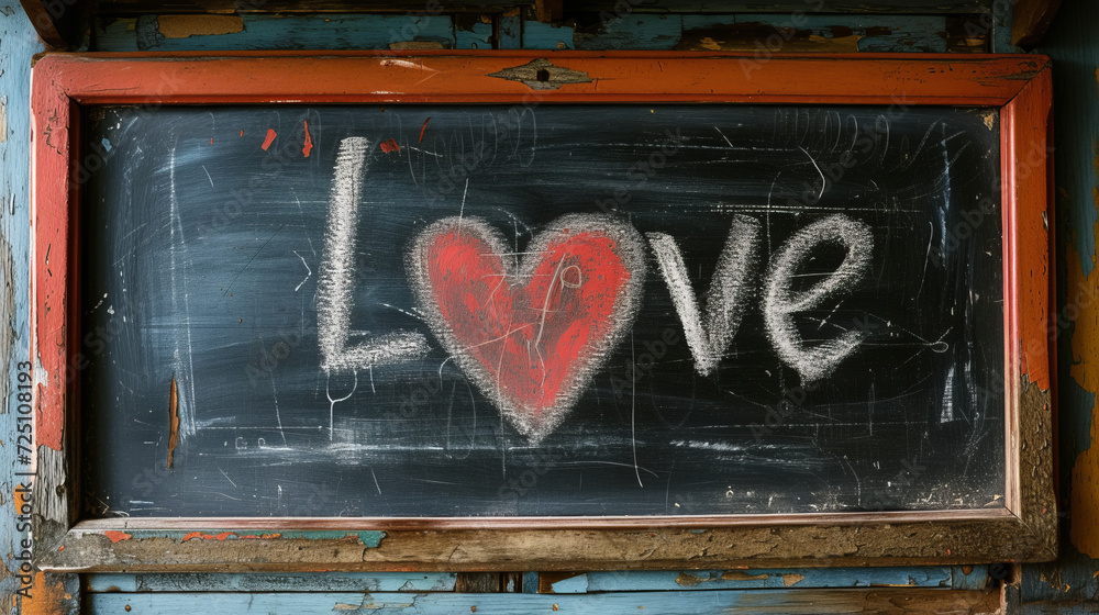 Wall mural Power of Love - Inspirational word 'love' written on a whiteboard Gen AI - Wall murals