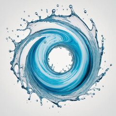 Blue water vortex on white background