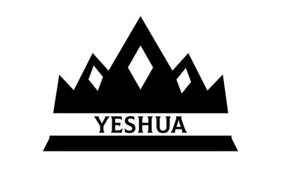 YESHUA – King of Kings – Christian art design of a crown and the name of Jesus in Hebrew