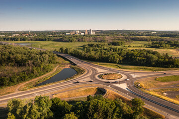 Cars Travel Around Rotary