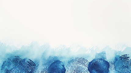 Blue fingerprint swirls on a bright background forming a frame for a copy space. - obrazy, fototapety, plakaty