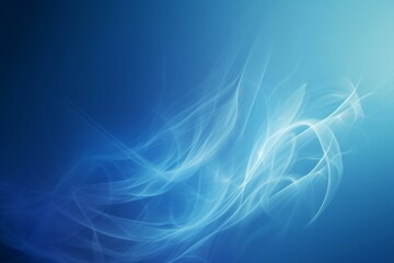 Wispy blue smoke-like patterns flowing elegantly against a deep blue background.