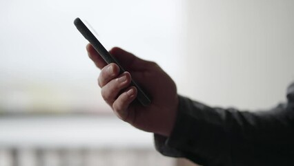 Close up shot christian reading ebook bible. Religious education. Modern technologies helps learning religion. Protestant man using smartphone before praying indoors. Addition knowledge app