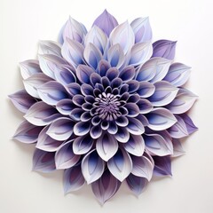 Papercutting of a dahlia flower in purple and blue 